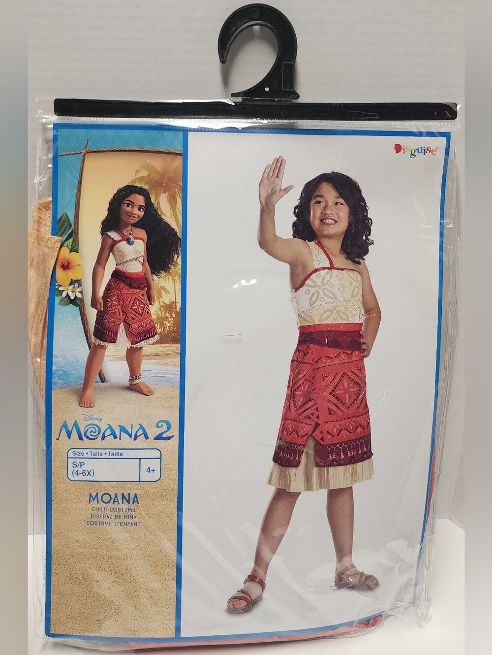 S (4-6X) Girl Disney Moana 2 Costume Disguise Kid Toddler Red Island Dress New